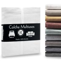 Manta Multiusos para Sofá y Cama, Colcha Foulard de Algodón-Poliéster, Cubresofá o Cubrecama Lavable, 180x290 cm, Suave y Resistente para Hogar, blanco, negro, beige, verde, marrón, gris, azul, turquesa, varios colores - details 2