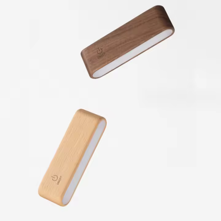 Lámpara De Mesa Pequeña De Madera Sólida Con LED Luz De Ambiente Moderna Y Minimalista Para Dormitorio Sin Necesidad De Perforación Lámpara De Borde - 1