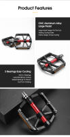 Pedales De Bicicleta Ultralight WEST BIKING CNC 3 Engranajes Aleación De Aluminio Antideslizante Reflectante Para BMX MTB Carretera - details 16