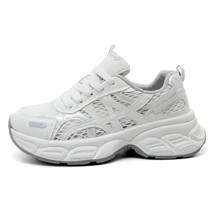 Bn1005 Mesh Thick-Soled Women's 2025 Summer New Thin Cut Out Breathable Heightening Lightweight Casual Sports Shoes