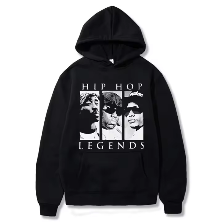 Sudadera De Algodón Para Hombre Con Capucha Estampada De Tupac 2Pac Estilo Hip Hop Música Vintage Para Otoño - 1