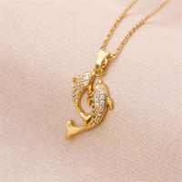Colgante De Zirconia Micro Cobre Con Cadena De Acero Inoxidable Lujo Versátil Collarnea Para Mujer Joyería De Moda - details 4