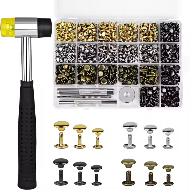 Kit De Herramientas Para Reparación Y Decoración De Cuero KRABALL 360 Con Tornillos De Cuero Goma Tubular Y Martillo Doble Capa - 1