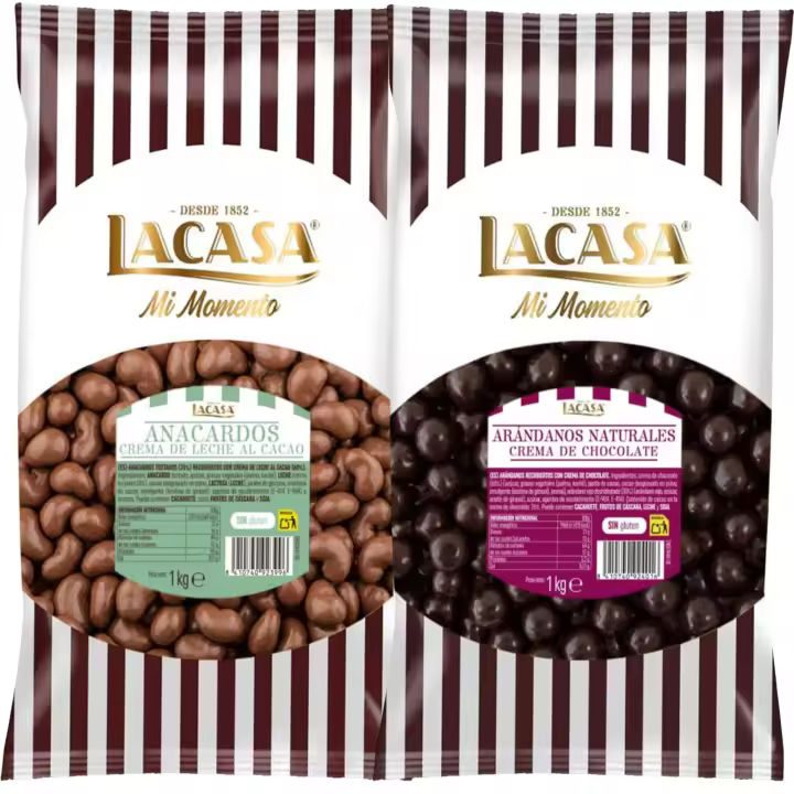 Lacasa Mi momento Pack 2 kg: deliciosas bolas de  Anacardo leche y  Arándanos con chocolate Negro - 1