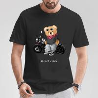 Camiseta De Algodón 100% Para Hombres Estampada De Caballero Callejero Y Oso Casual Manga Corta Verano Tallas S a 5XL - details 3