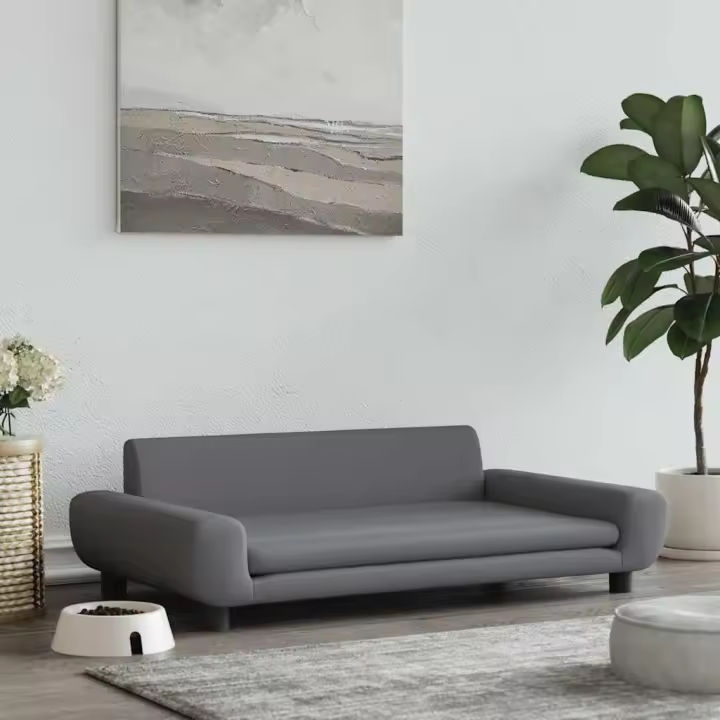 Cama para perros de terciopelo gris oscuro 100x54x33 cm - 1