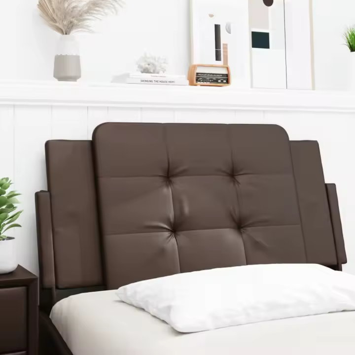 vidaXL Cabecero de cama acolchado cuero sintético marrón 100 cm - 1