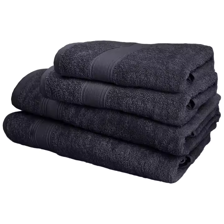 Wellhome Juego de 4 Toallas de Baño 100% Algodón Gris Oscuro - 1