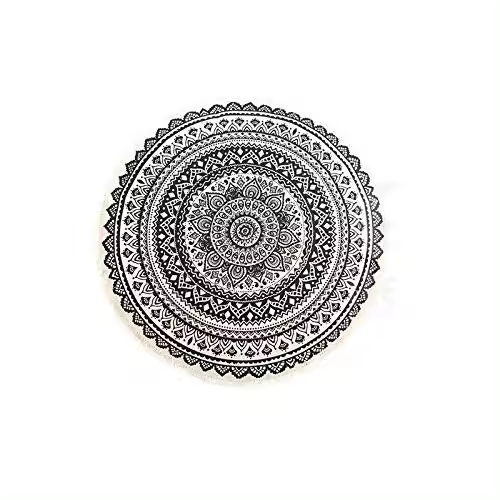 Alfombra Multiuso Mandala Negro de Poliester-DAMDAM GO - 1