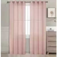 Cortina Transparente 2 Hojas Cortina Translucida de Dormitorio Moderno 8 Ojales Color Puro Visillo Decorativo para Ventana Salón Cuarto Dormitorio Comedor Cocina Oficina 140x220cm 7915 - details 3