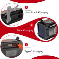 Radio De Emergencia Con Bluetooth AM/FM/SW Bocina Carga USB C Solar Manivela Portátil Para Supervivencia Al Aire Libre Color Gris - details 8