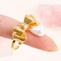 Encanto Anillo de aleación con forma de lazo y perlas de imitación para mujer,
anillos grandes elegantes de cristal para fiesta de boda, joyería Simple de moda, regalo para niñas - details 16