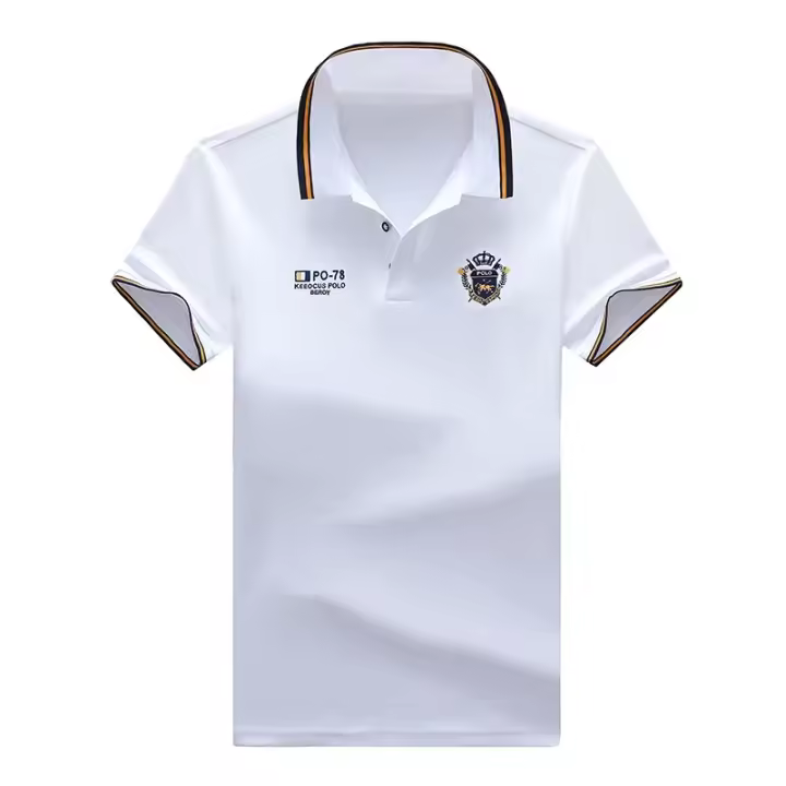 Camisa Polo De Algodón Puro Para Hombres Verano Estilo Casual Color Sólido Talla Grande Cuello En V Manga Corta Versátil - 1