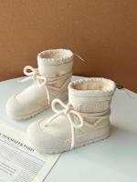 Botas De Nieve Para Mujer Botas De Lujo Con Pelo Falso Fluffy Impermeables De Invierno Para Esquiar Con Cordón Suela De Goma - details 6