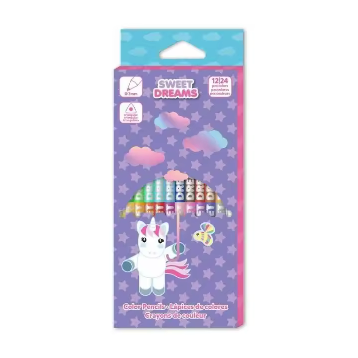 Kids SET DE DIBUJO LAPICES DE COLORES 12 PIEZAS SWEET DREAMS - 1