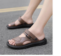 Sandalias De Verano Para Hombre PU Cuero Tacones Medios Antideslizantes Abierta Delante Zapatillas De Playa Cierre De Hebilla - details 19