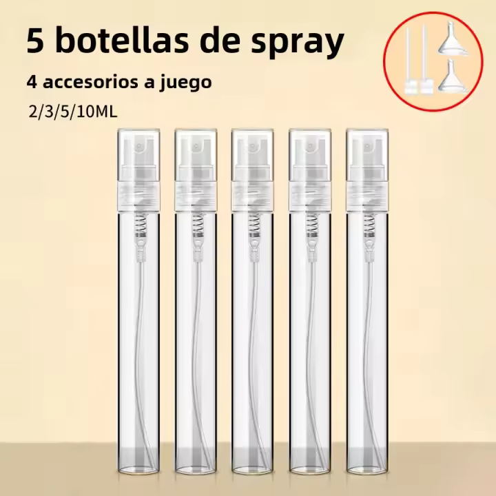 Kit De Botellas De Perfume Portátiles Con Accesorios 5pcs + 4 Accesorios 2/3/5/10ml Incluye 2 Funnel 2 Divisores De Dispensador - 1