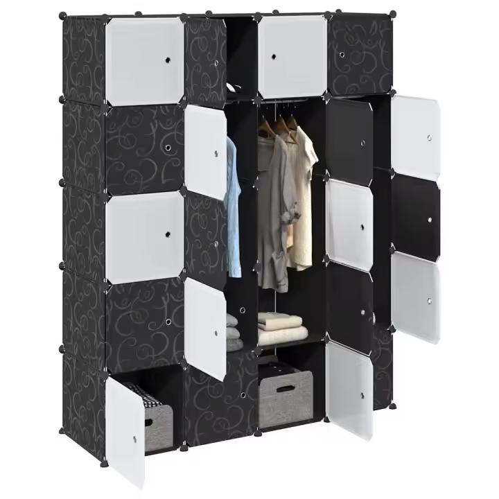 vidaXL Organizador de cubos almacenamiento 20 cubos varillas colgar PP - 1