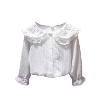 Camiseta De Larga Manga Para Niñas 1-8 Años Estilo Coreano Con Cuello En Volante Blanco Ropa De Otoño Para Niñas Talla True - details 3