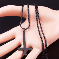 Collar De Acero Inoxidable Cruz Volteada Brujería Paganismo Inverso Cadena Negra Joyería Cruz Invertida N8374S03 Para Mujer - details 2
