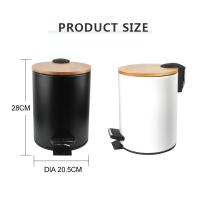Cubo de basura Metal Con Tapa Bambú Caída Amortiguada 3 L, Papelera con pedal pequeño para Baño - Tendance - details 0