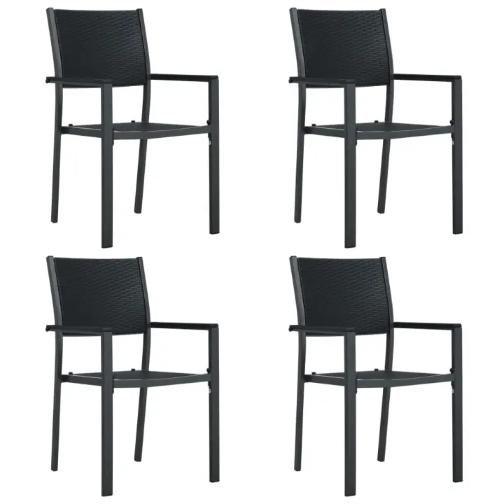 vidaXL Sillas de jardín 4 unidades plástico con aspecto de ratán negro - 1