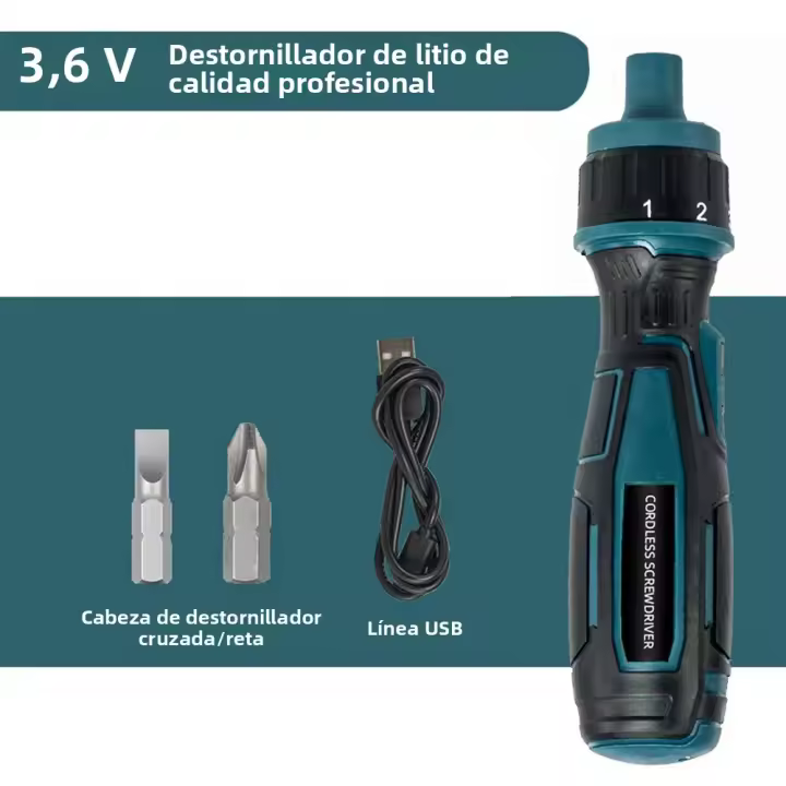 Destornillador Eléctrico Sin Cable 3.6V Con Luz De Mano Y Torque De Precisión Mini Taladro Herramienta De Carga Para DIY En El Hogar - 1