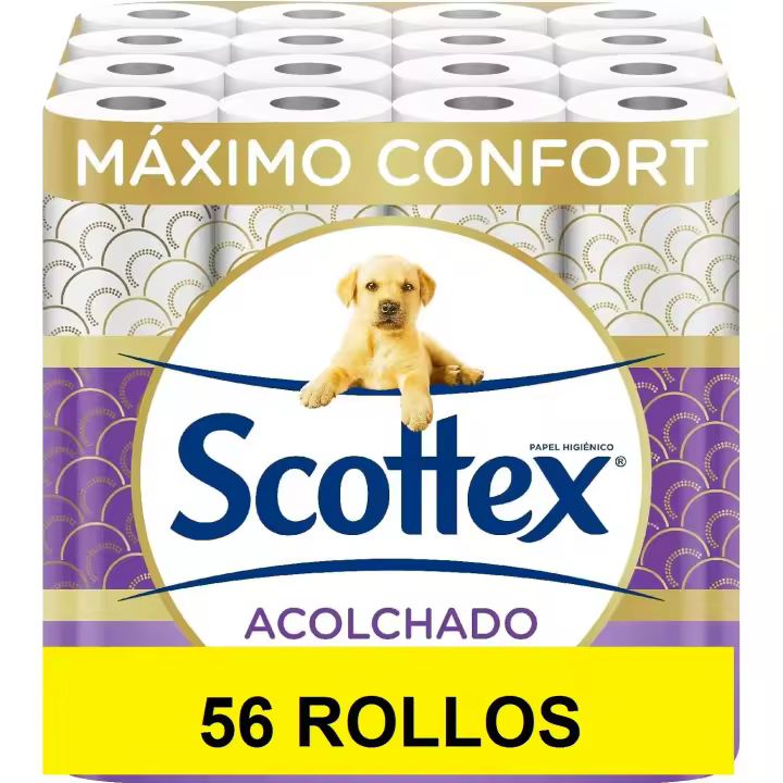 SCOTTEX Acolchado Papel Higiénico - 56 Rollos - PACK AHORRO - 1