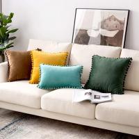Cubiertas De Cojines De Veludo Elegantes Y Cómodas Con Borlas Suaves Sólidas Decorativas Para Muebles Del Salón Cubierta De Almohada Redonda De Terciopelo Para Sofá - details 6