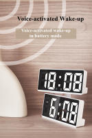 Acrylic/Mirror Digital Alarm Clock Voice Control (Powered By Battery) Table Clock Snooze Night Mode 12/24H Electronic LED Clocks - details 14