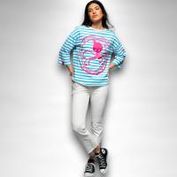 Sudadera Pulpo Anabel Lee Mujer | Rayas Marineras Oversize | Print Rosa "Estoy Liada, Pero Feliz" - details 3