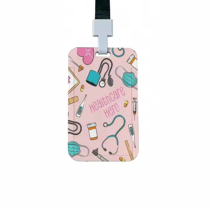 Funda Protectora Para Tarjetas De Acceso Y Comida Moderna Rosa Con Herramientas De Médico Y Enfermera Estilo Clásico Unisex - 1