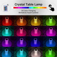 Lámpara De Mesa De Rosas De Cristal LED Con Control Remoto Y USB Luz Nocturna Romántica De Diamantes Decoración En 16 Colores - details 6