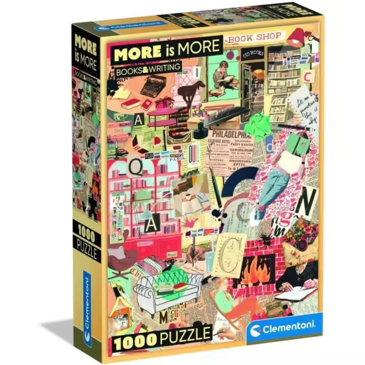 Clementoni - Puzzle Adulto 1000 Piezas More Is More Clementoni - Puzzle Adulto Books&Writing Compact Box (37074) - 1