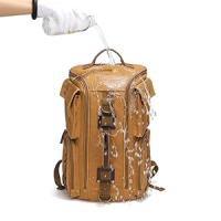 Mochara de viaje retro para hombre, mochipa de Lona encerada Resesto with Para portáthil de 17 "compartimento, Bolsa multibolsos para senderismo al Aire Libre, vintage waterproof Weekender - details 3