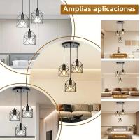 Lámpara Colgante Vintage De 3 Cabezas E27 Negro Para Sala De Estar Comedor Iluminación De Metal Adecuada Para Habitaciones Y Hoteles - details 5