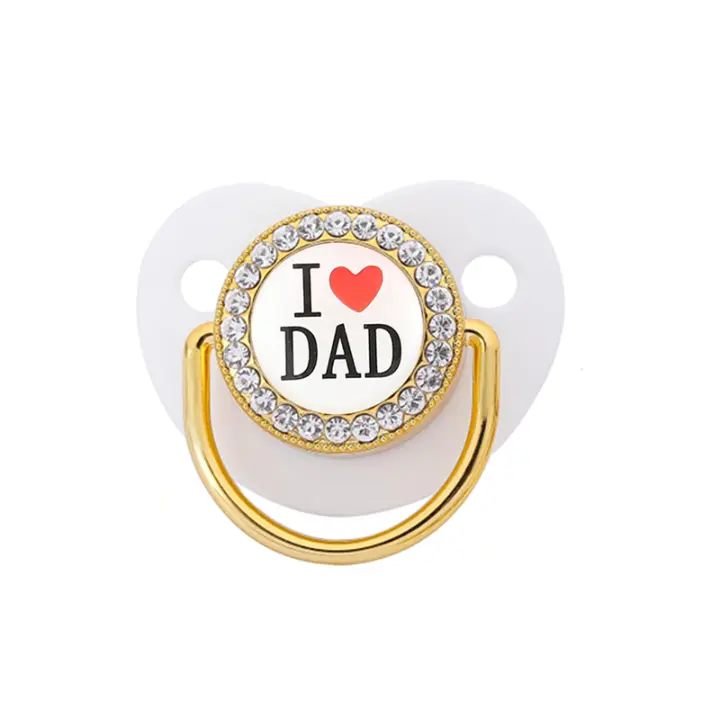 Nueva Chupete De Silicona Para Recién Nacidos Regalo De Baño De Bebé Con Diamantes BPA Free Chupón Para Bebés I Love Mum Dad - 1