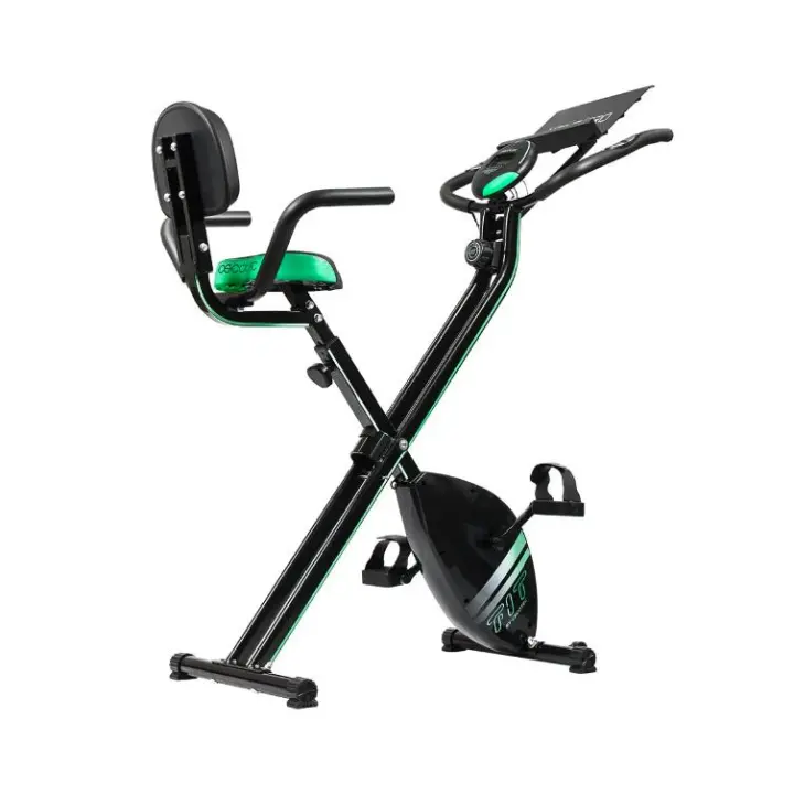 Cecotec Bicicleta Estática Plegable X-Bike Pro X. Resistencia magnética variable Sillín confort con respaldo y agarres laterales Pantalla LCD y - 1