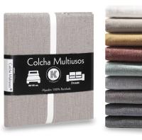 Manta Multiusos para Sofá y Cama, Colcha Foulard de Algodón-Poliéster, Cubresofá o Cubrecama Lavable, 180x290 cm, Suave y Resistente para Hogar, blanco, negro, beige, verde, marrón, gris, azul, turquesa, varios colores - details 12