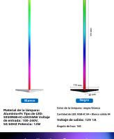 Lámpara De Piso RGB LED 140cm Para Ambiente Moderno Iluminación Decorativa Dimmable Para Dormitorio Material De Aluminio Certificación VDE UL SAA RoHS - details 8