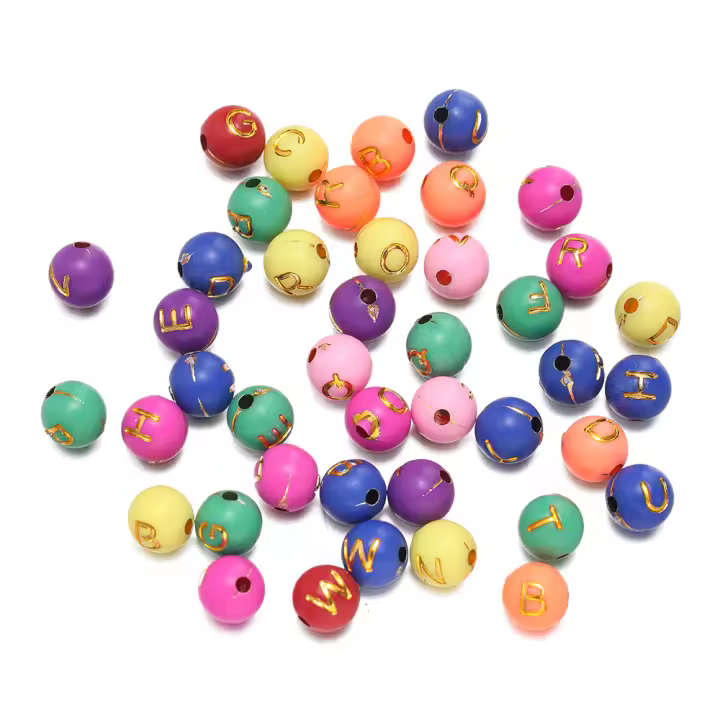 100pcs Lotes De Cuentas Redondas De Acrílico 8mm Letras A-Z Para Hacer Pulseras Collares Joyería Accesorios Espaciadores - 1
