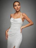 Vestido De Novia Mgiacy Con Cuello Halter Y Patchwork De Encaje Vestido De Fiesta Para Bodas Vestido De Damas De Honor De Largo Suelto Estilo Sirena - details 4