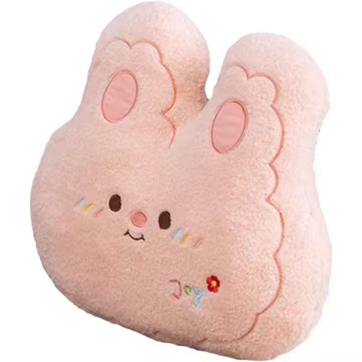 Precioso cojín de conejo de peluche, cojín de conejo de peluche, cojín de dormitorio, cojín de peluche, cojines de respaldo de algodón rosa - 1