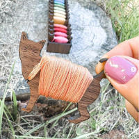 Organizador De Hilos De Bordado De Madera Con Animales Oveja Gato Bobina Herramienta De Costura Para Adultos Material Poliéster - details 4