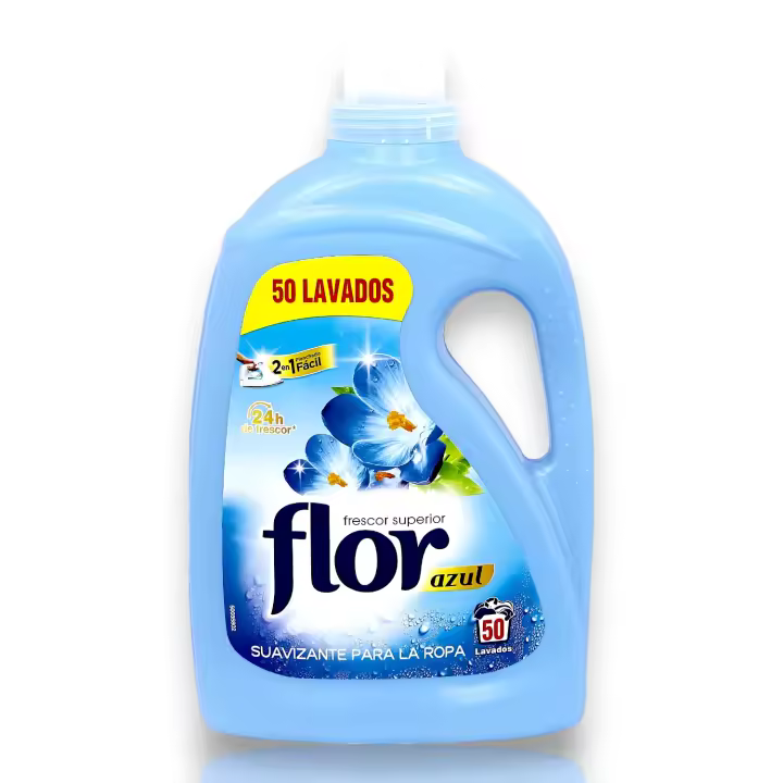 Suavizante para Ropa Flor Azul 2 Litros - Suavizante de 50 Lavados - 24H de Frescor - Calidad Superior - 2 en 1 Planchado Fácil - Pack de 2 y 5 Unidades - Reckitt Benckiser. - 1