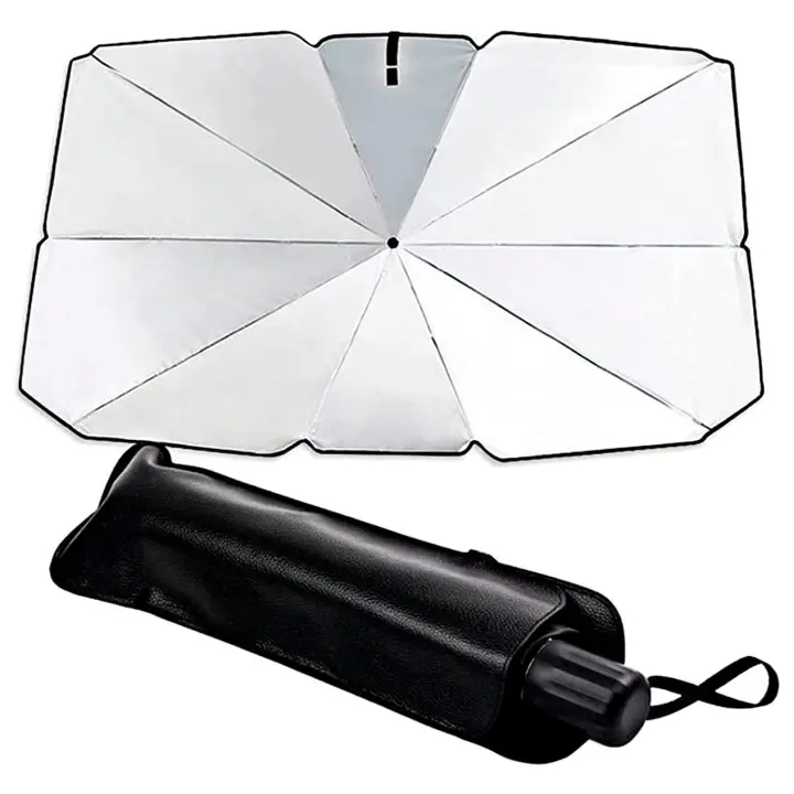 Parasol Plegable Tipo Paraguas para el Coche | Se instala en el Parabrisas Delantero para protegerlo del Sol | Reduce la Temperatura del Coche | Sombrilla para Aislamiento térmico | RevolutionLine - 1