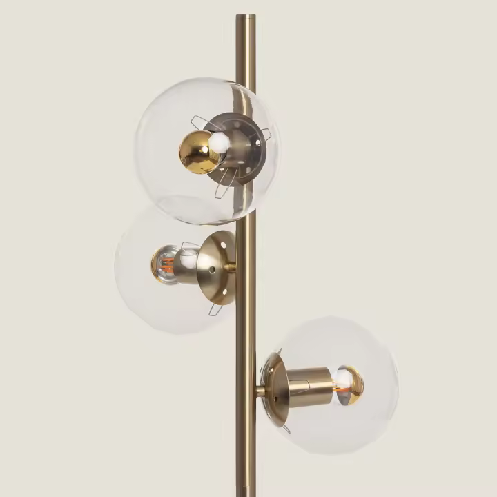 Ledkia Lámpara de Pie Metal y Cristal Moonlight Clear 3 Focos Transparente - 1