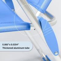 Silla de Playa Alta Plegable Reclinable de 5 Posiciones, Silla Portátil Resistente Respaldo Ajustable con Apoyabrazos,  Sillón Ligero Ideal para Jardín Beach Piscina Patio, Silla Exterior Aire Libre Color Puro / a Rayas - details 3