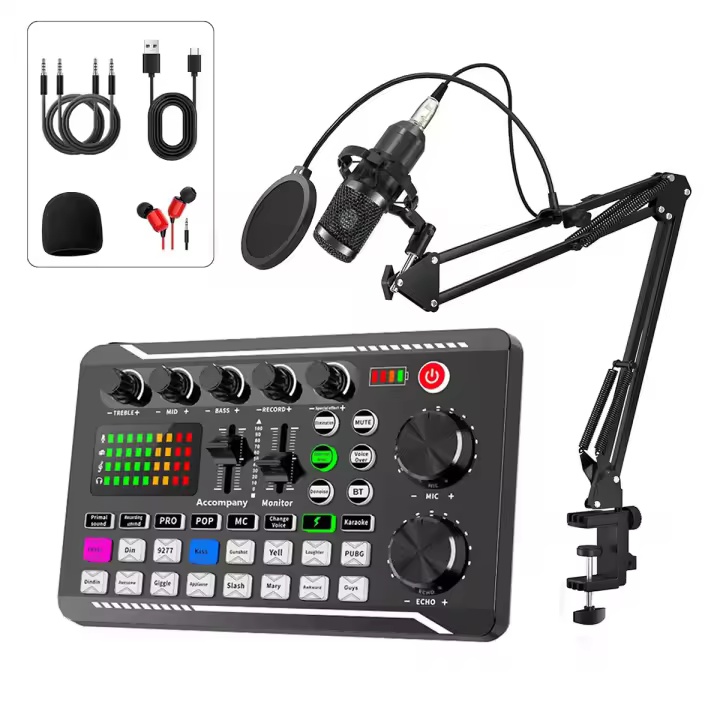 Set De Equipamiento Para Podcast En Directo Con Micrófono De Estudio BM800 Y Mixer De Audio Soporta Varias Efectos De Sonido Para PC Transmisión En Vivo - 1
