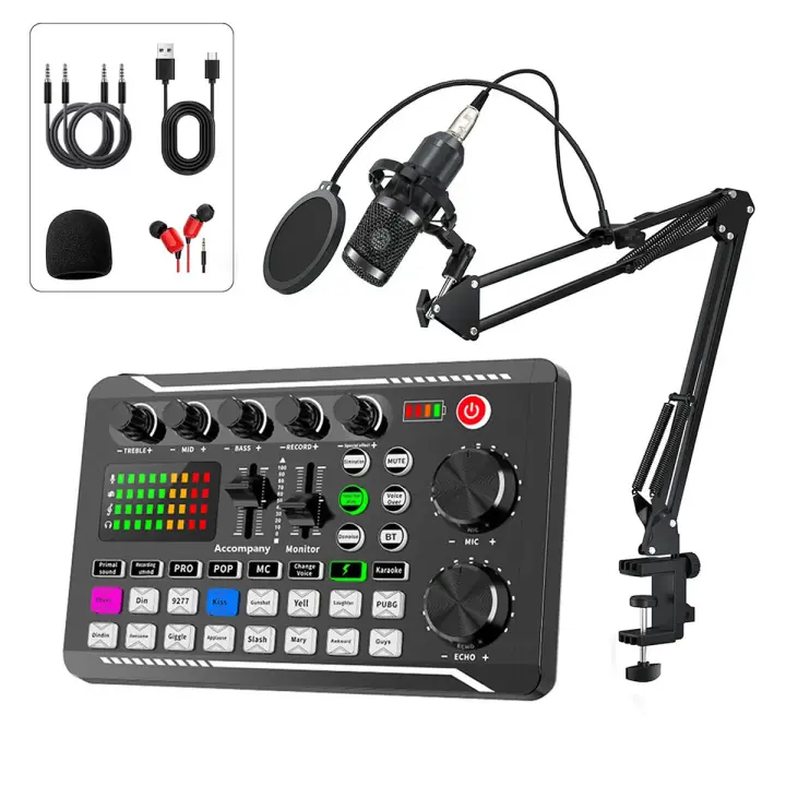 Set De Equipamiento Para Podcast En Directo Con Micrófono De Estudio BM800 Y Mixer De Audio Soporta Varias Efectos De Sonido Para PC Transmisión En Vivo - 1